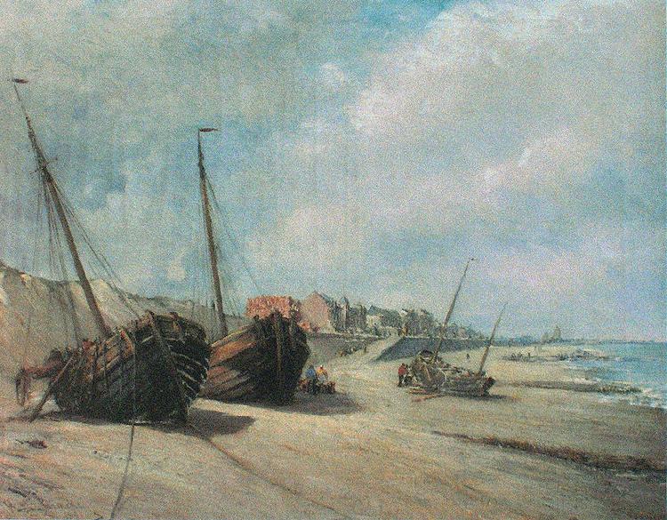 unknow artist Fishing boats on the beach of Heist oil painting picture